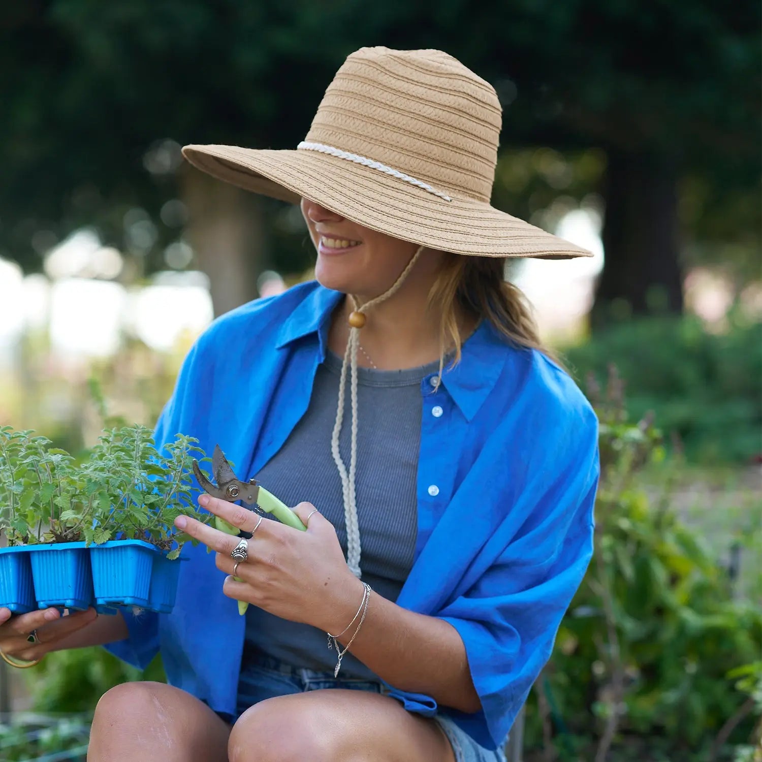 360FIVE Everyday Hoed - Aloe Fedora Strohoed Tuinhoed met Brede Rand