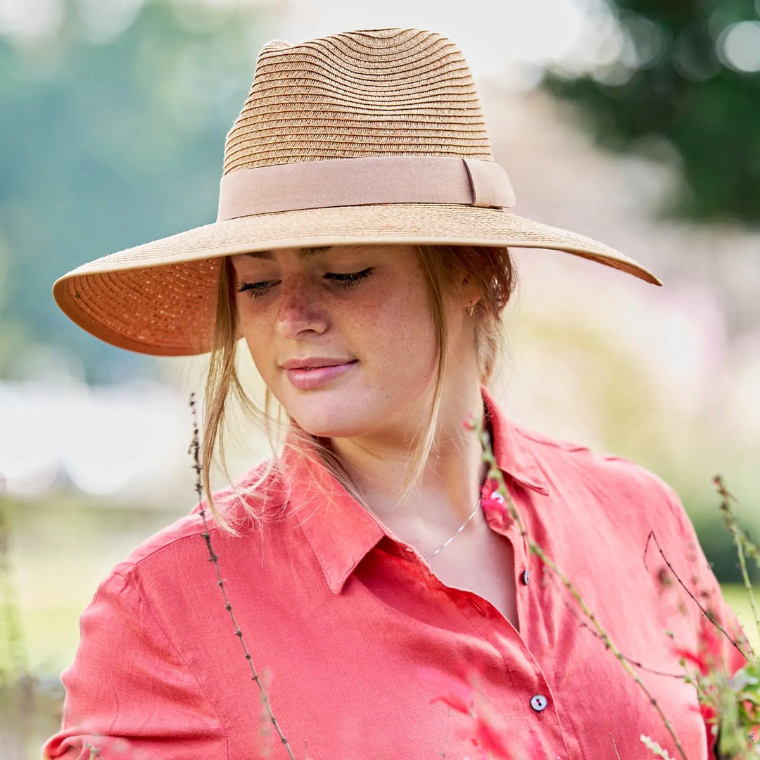 360FIVE Everyday Hat - Butterfly Ponytail Fedora Gardening Women's Wide Brim Sun Hat